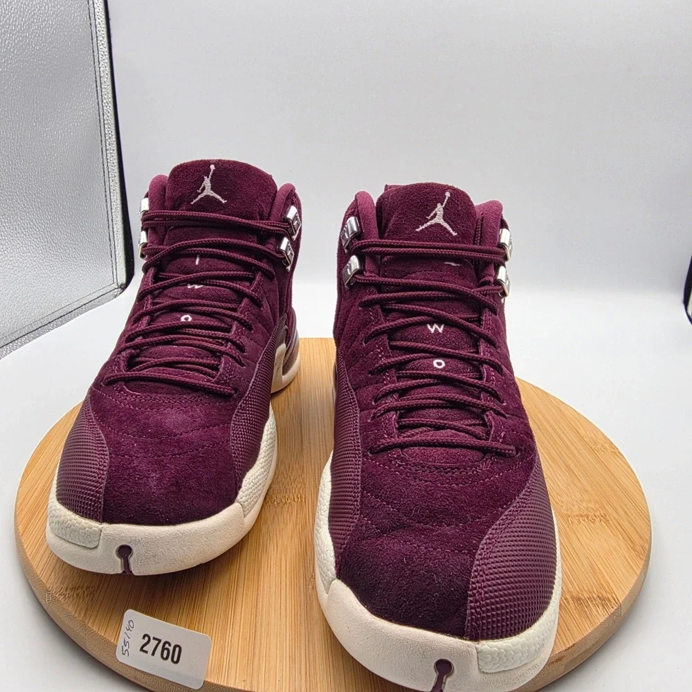 Jordan 12 Retro Bordeaux Burgundy Suede Sneakers 130690-617 Mens 8